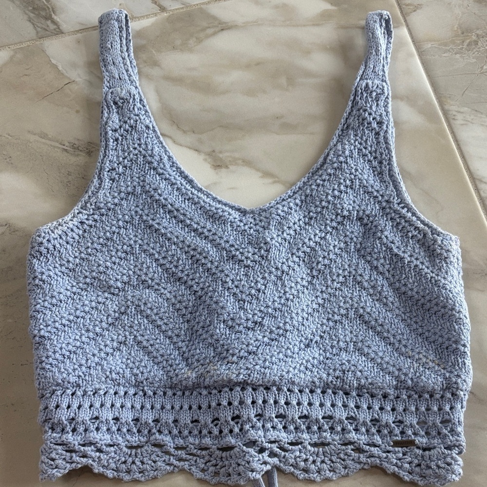 Hollister Light Blue Knit Crop Top